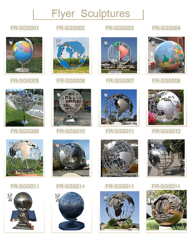 New Product Modern Metal Craft Street Statue Globe Stainless Steel Garden Sculpture