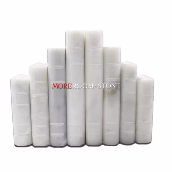 Office Supplies Stone Art Decor White Book Ends Marble